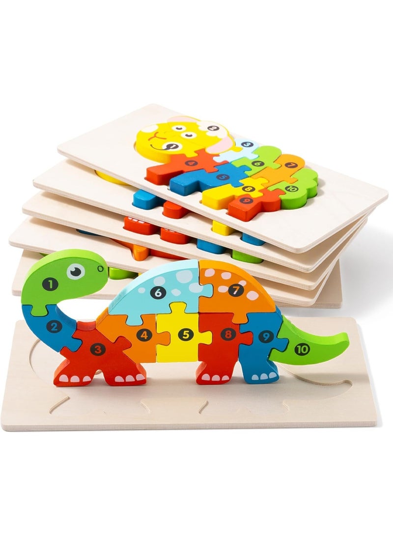 6 Pack Wooden Animal Toddler Puzzles for Kids Ages 3-5, Baby Montessori Toys for Kids Age 3 4 5 6 Years, 6 Animal Patterns Learning Jigsaw Toys for 3 Year Olds for Girl Boy Ideal Gift - Image 1